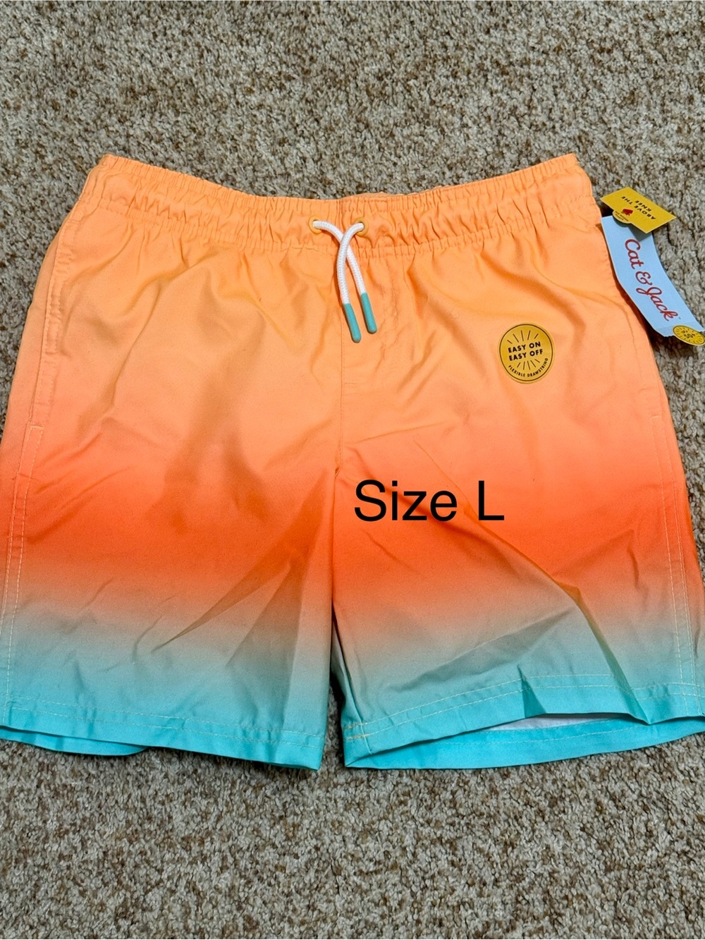 Cat & Jack Orange to Aqua Ombre Swim Trunks